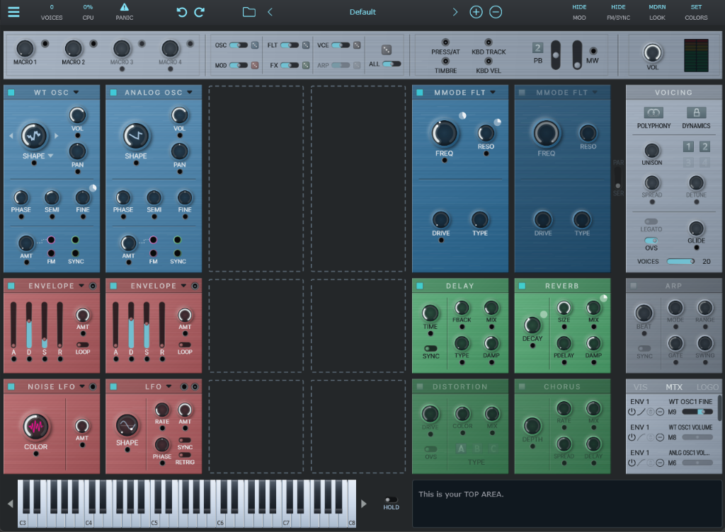 Revolt Patchable Synth Free interface